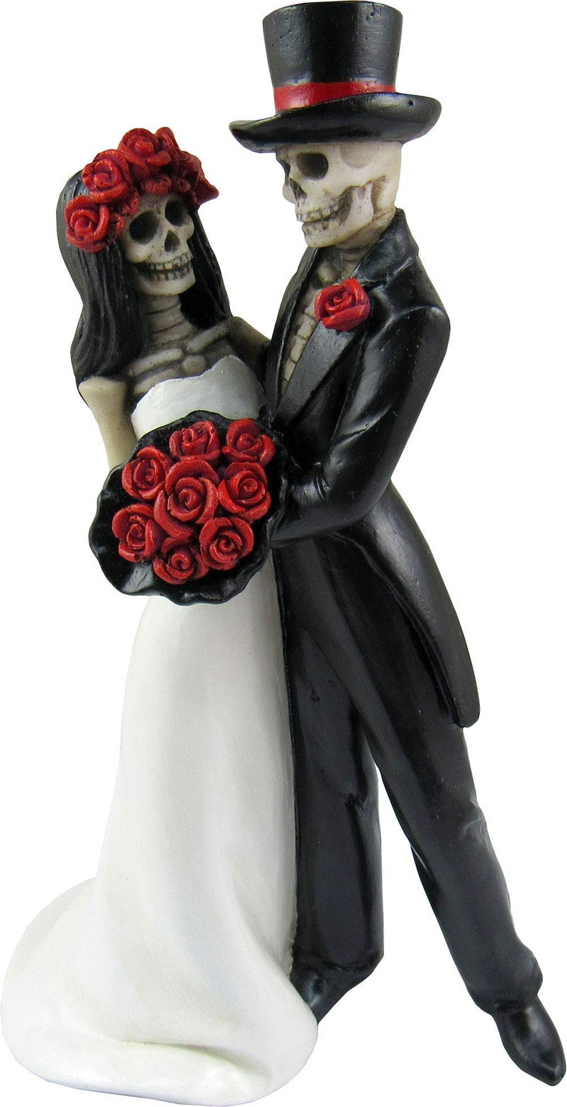 DWK - Amor Por Vida - Collectible Hand-Painted Day of The Dead Dancing Skeleton Couple Halloween Gothic Lovers Romantic Bride & Groom Figurine Wedding Statuette, 6.5-inch - Image 1